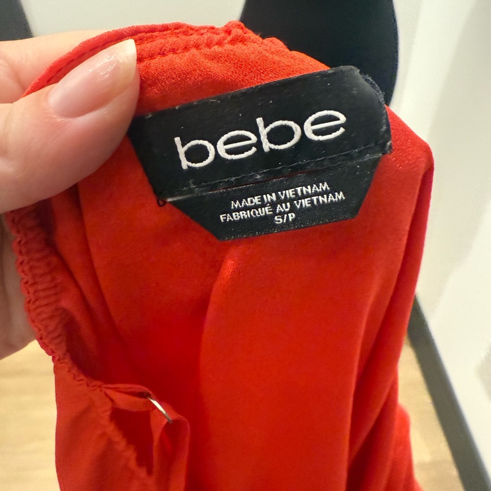 Bebe Small Red Ruffle Wrap Mini Dress - Picture 6 of 6